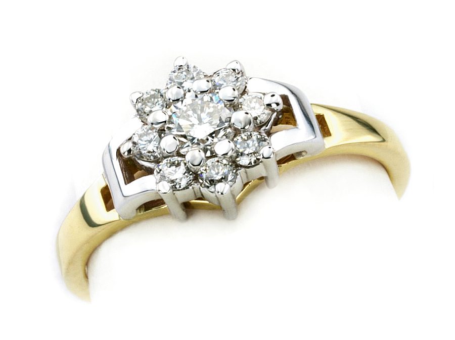 Pierścionek z brylantami białe i żółte złoto - 543bbr_SI_H — zdjęcie 3