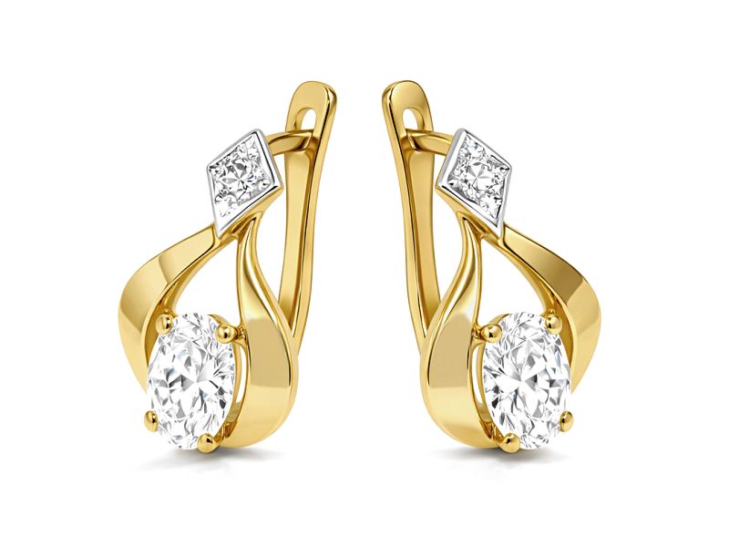 Złote kolczyki z cyrkoniami - 545