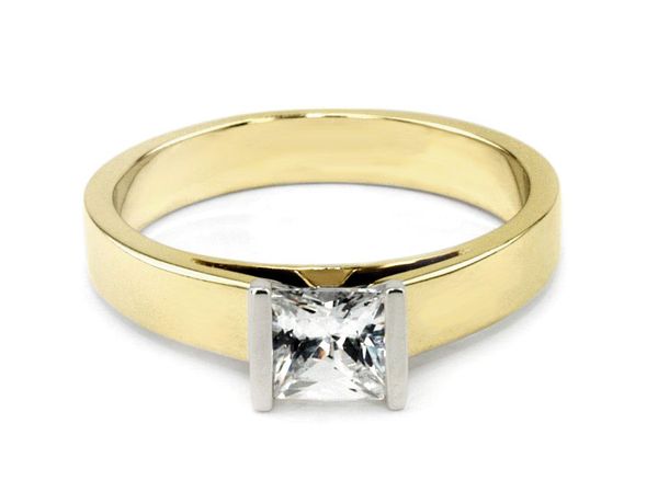 Pierścionek z diamentem żółte i białe złoto - 545bbr_VS_H