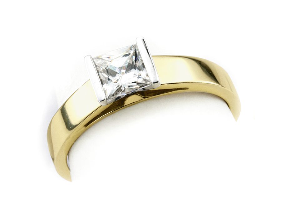 Pierścionek z diamentem żółte i białe złoto - 545bbr_VS_H — zdjęcie 3