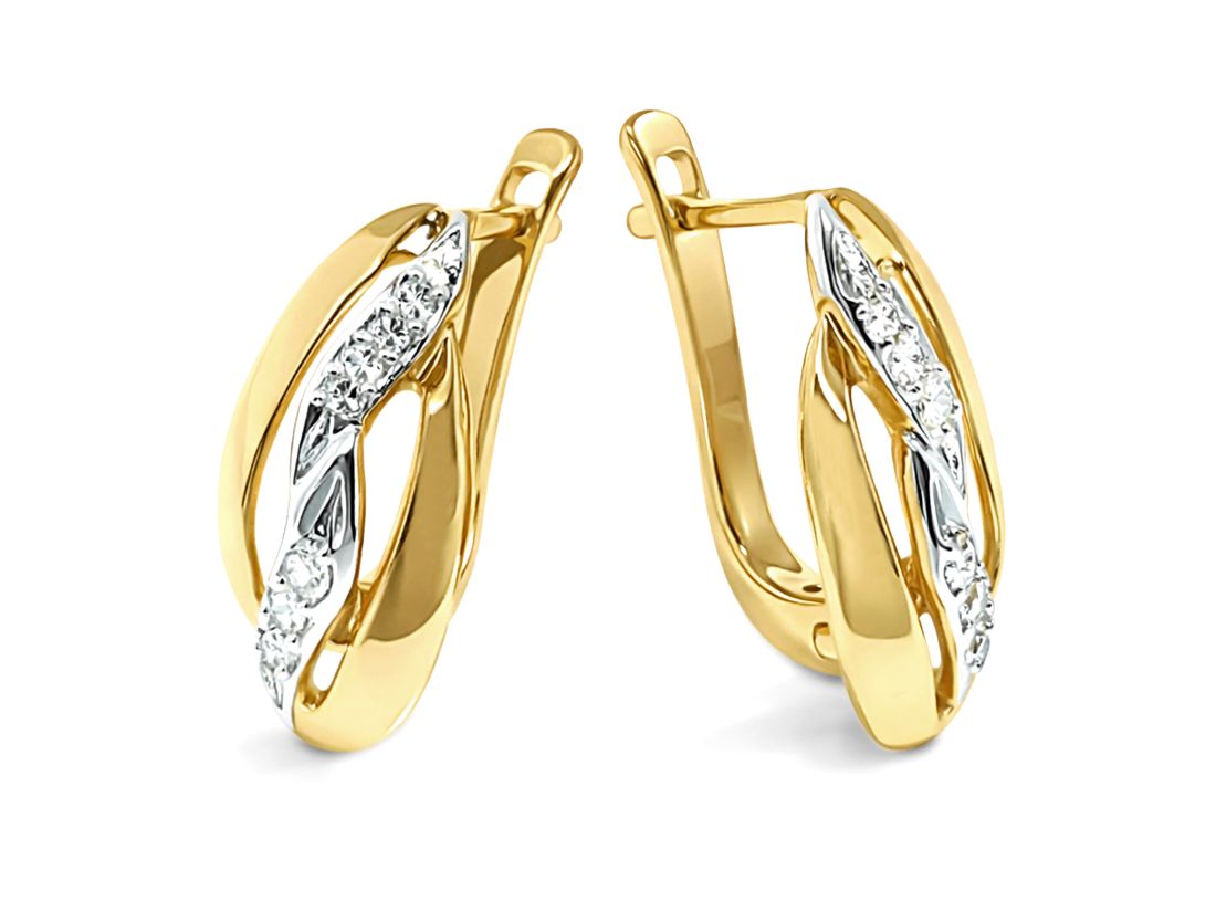 Złote kolczyki z cyrkoniami - 547