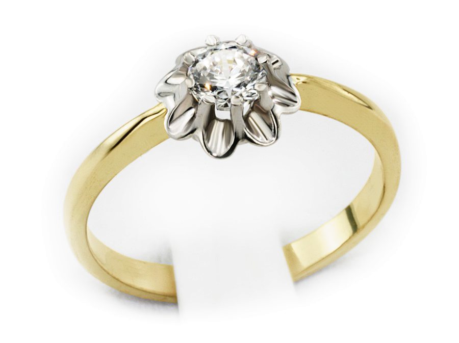 Pierścionek z diamentem żółte i białe złoto - 548bbr_P_H