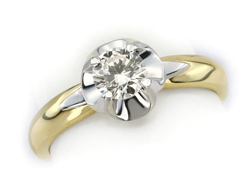 Pierścionek z diamentem żółte i białe złoto - 551bbr_VS_G — zdjęcie 3