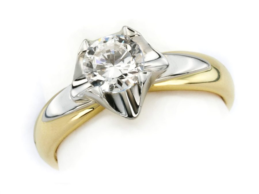 Pierścionek z diamentem żółte i białe złoto - 552bbr_SI1_H — zdjęcie 2