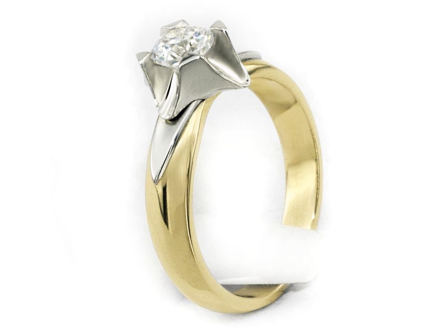 Pierścionek z diamentem żółte i białe złoto - 552bbr_SI_I — zdjęcie 2