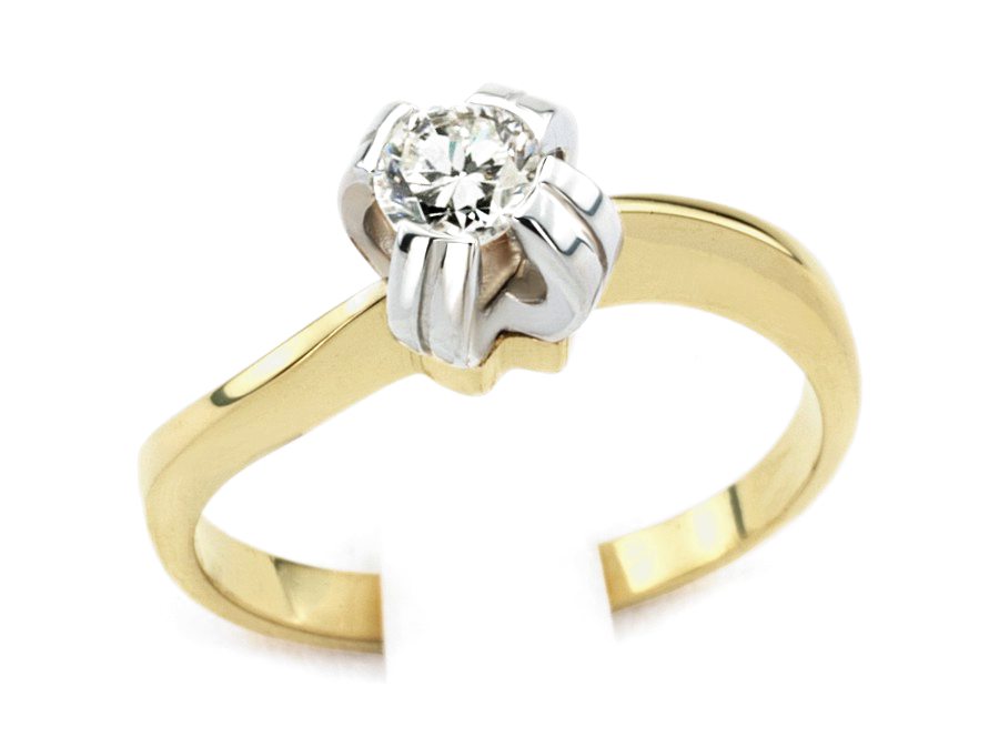 Pierścionek z diamentem białe i żółte złoto - 559bbr_VS_I