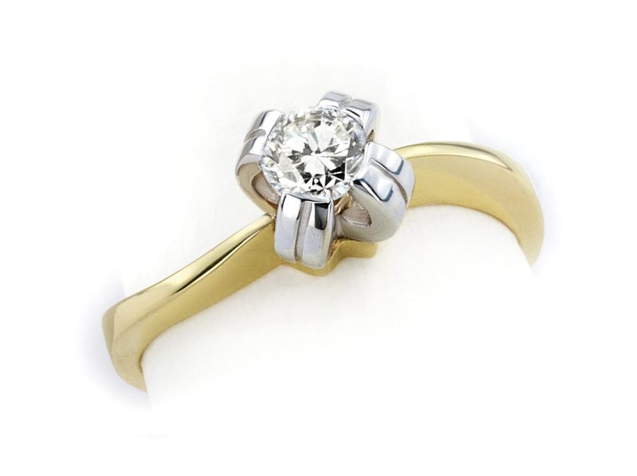 Pierścionek z diamentem białe i żółte złoto - 559bbr_VS_I — zdjęcie 3