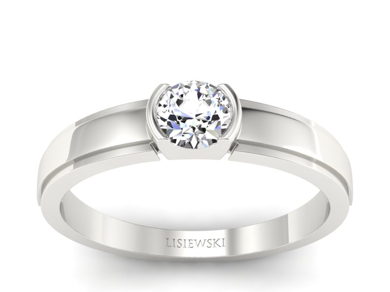 Złoty pierścionek z brylantem białe złoto - 561bb