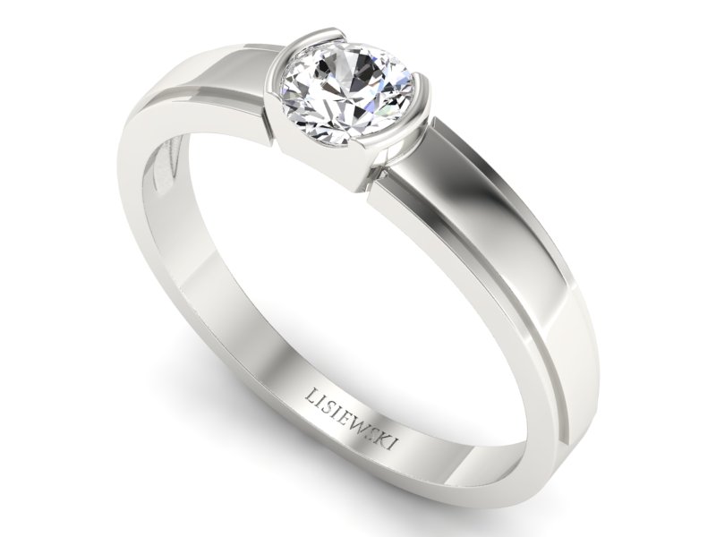 Złoty pierścionek z brylantem białe złoto - 561bb — zdjęcie 3