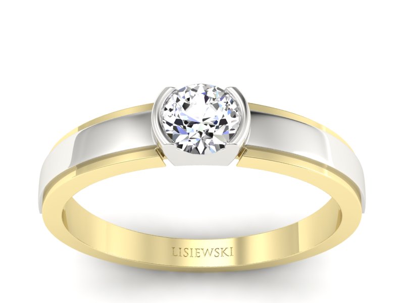 Pierścionek z diamentem żółte i białe złoto - 561bzb