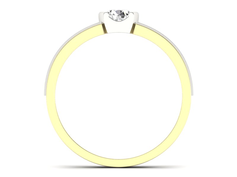 Pierścionek z diamentem żółte i białe złoto - 561bzb — zdjęcie 2