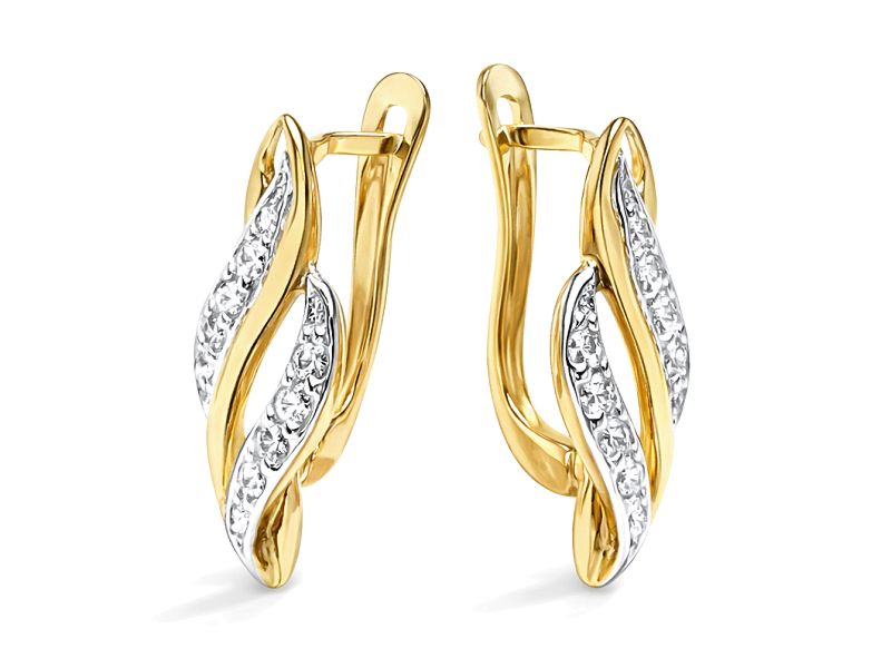 Złote kolczyki z cyrkoniami - 564