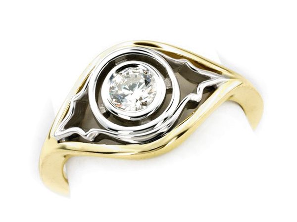 Pierścionek z diamentem żółte i białe złoto - 564bbr_SI_H