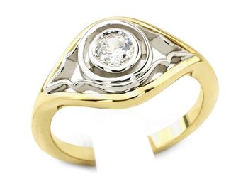 Pierścionek z diamentem żółte i białe złoto - 564bbr_SI_H - 1