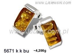 Kolczyki srebrne z bursztynem brązowym biżuteria srebrna - 5671kkbu - 1