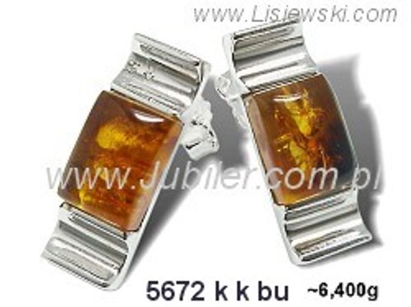 Kolczyki srebrne z bursztynem brązowym biżuteria srebrna - 5672kkbu