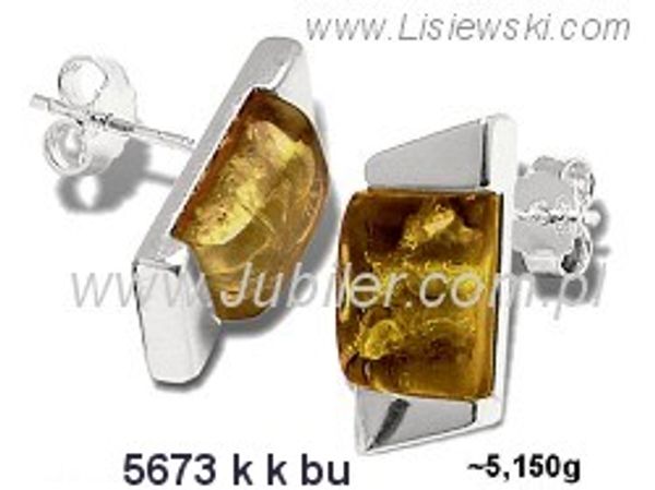 Kolczyki srebrne z bursztynem brązowym biżuteria srebrna - 5673kkbu