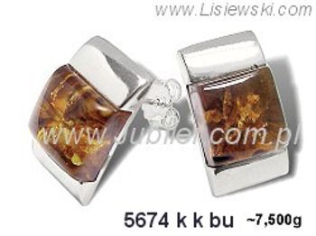 Kolczyki srebrne z bursztynem biżuteria srebrna - 5674kkbu - 1
