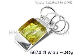 Złota zawieszka Wisiorek srebrny z bursztynem żółtym - 5674zlwbu - 1