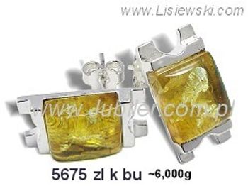 Kolczyki srebrne z bursztynem biżuteria srebrna - 5675zlkbu - 1