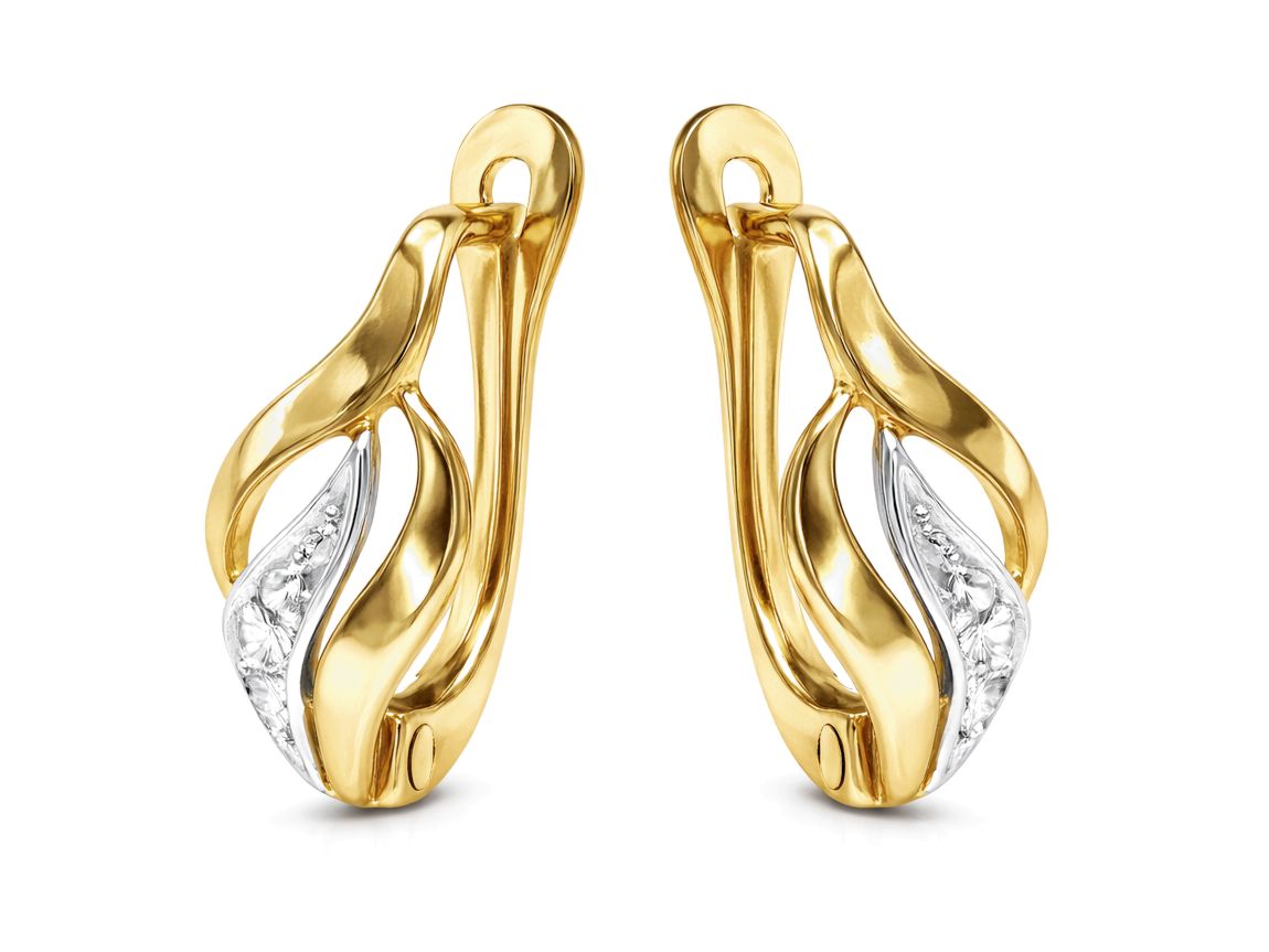 Złote kolczyki z cyrkoniami - 568