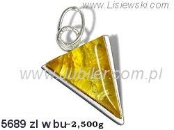 Złota zawieszka Wisiorek srebrny z bursztynem żółtym - 5689zlwbu