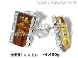 Kolczyki srebrne z bursztynem brązowym biżuteria srebrna - 5690kkbu