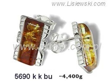 Kolczyki srebrne z bursztynem biżuteria srebrna - 5690kkbu - 1