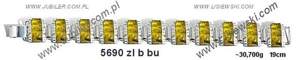Bransoletka srebrna z bursztynem żółtym - 5690zlbbu