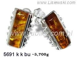 Kolczyki srebrne z bursztynem brązowym biżuteria srebrna - 5691kkbu