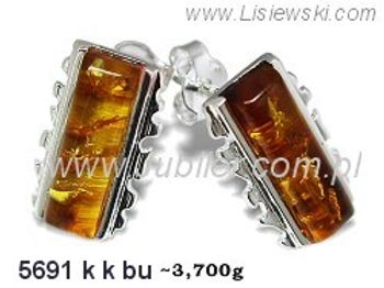 Kolczyki srebrne z bursztynem biżuteria srebrna - 5691kkbu - 1