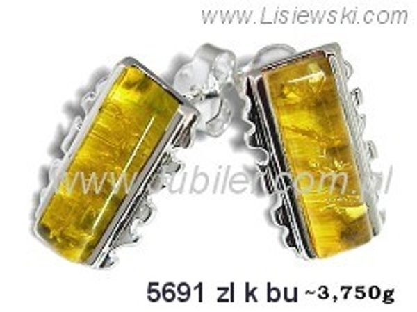 Kolczyki srebrne z bursztynem żółtym biżuteria srebrna - 5691zlkbu