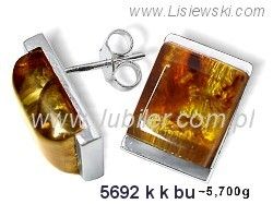 Kolczyki srebrne z bursztynem brązowym biżuteria srebrna - 5692kkbu - 1