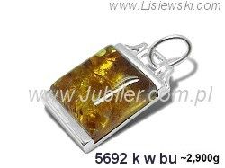Złota zawieszka Wisiorek srebrny z bursztynem - 5692kwbu