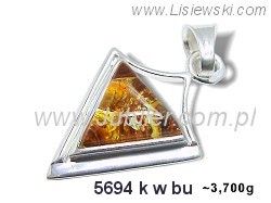 Wisiorek srebrny z bursztynem - 5694kwbu - 1