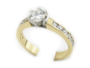 Pierścionek z diamentami żółte i białe złoto - 569bbr_SI_H - 1