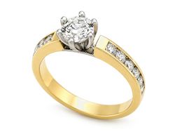 Pierścionek z diamentami żółte i białe złoto - 569bbr_SI_H