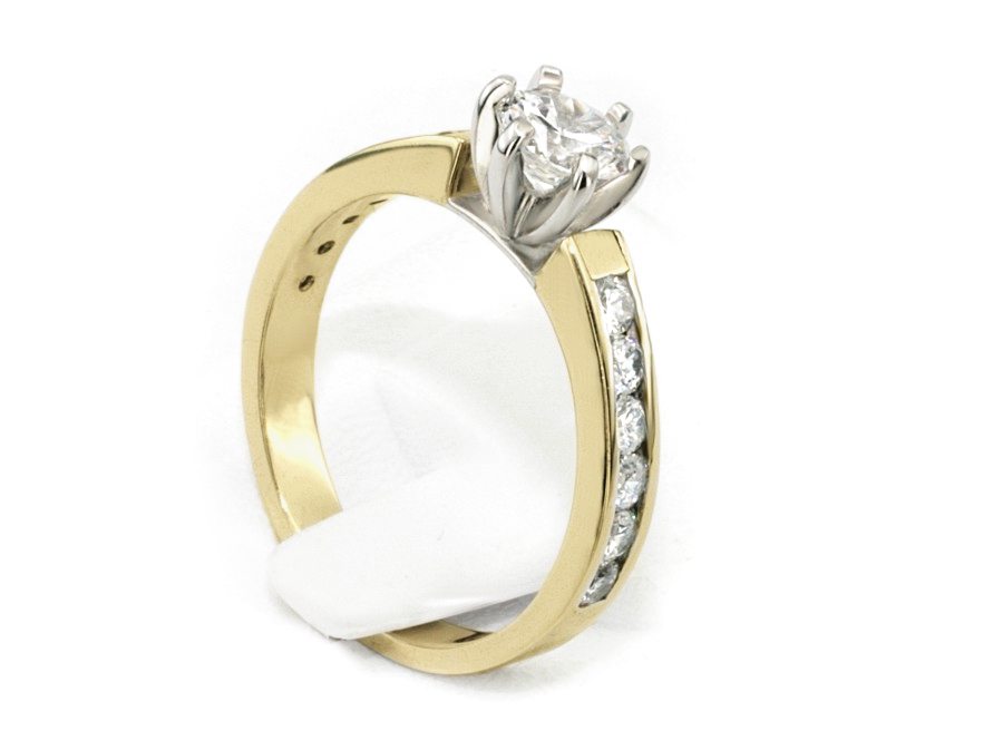 Pierścionek z diamentami żółte i białe złoto - 569bbr_SI_H — zdjęcie 3
