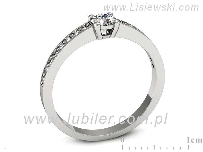 Złoty pierścionek z brylantami białe złoto - 574bb — zdjęcie 3