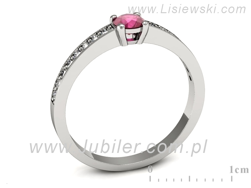 Pierścionek z rubinem białe złoto i brylantami - 574bbr — zdjęcie 3
