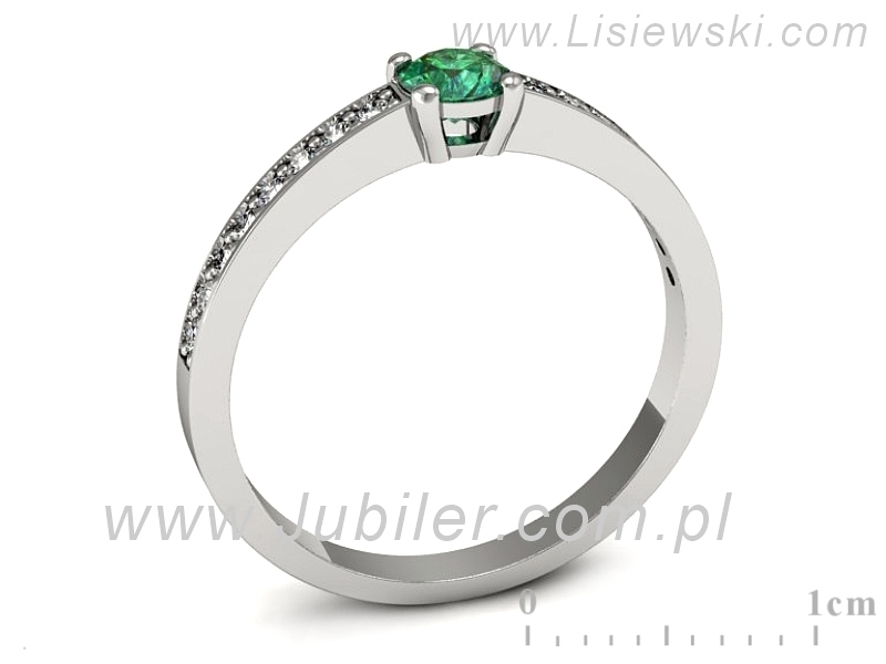 Pierścionek białe złoto ze szmaragdem i brylantami - 574bbsm — zdjęcie 3