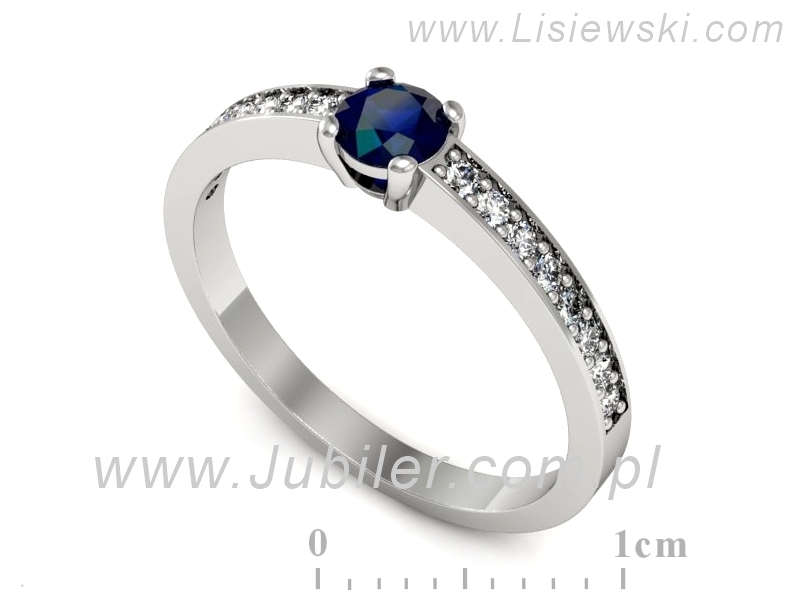Pierścionek z szafirem i brylantami białe złoto - 574bbsz