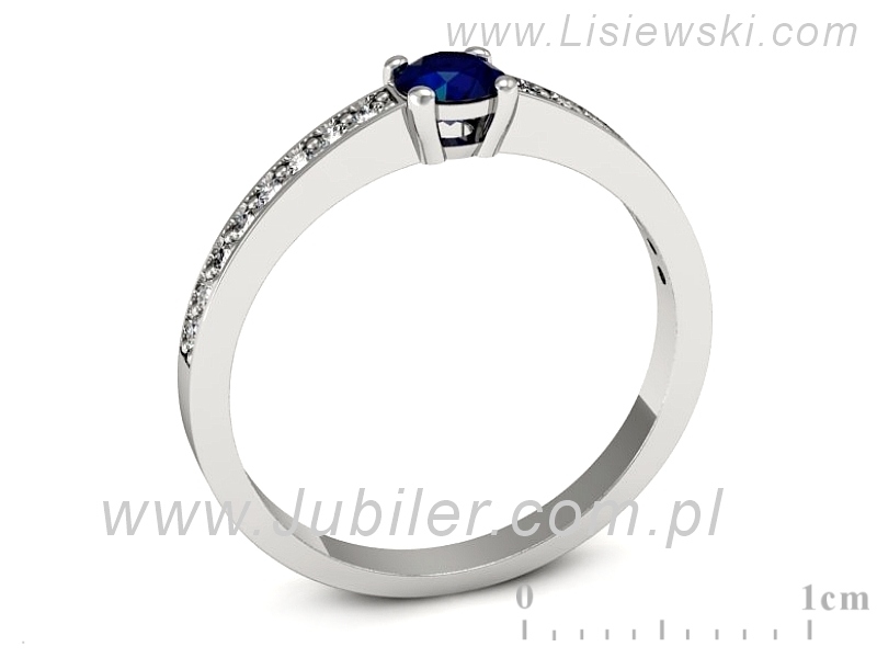 Pierścionek z szafirem i brylantami białe złoto - 574bbsz — zdjęcie 3