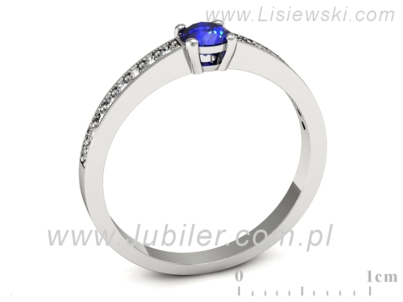 Pierścionek z szafirem i brylantami białe złoto - 574bbszc — zdjęcie 3