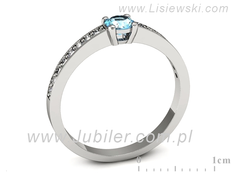 Pierścionek z topazem i brylantami białe złoto - 574bbtp — zdjęcie 3
