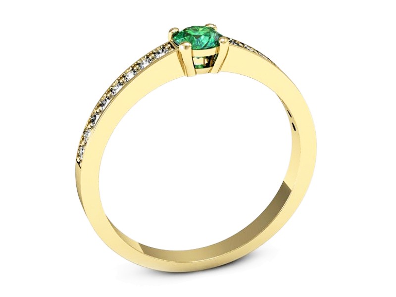 Złoty pierścionek ze szmaragdem i brylantami - 574bzsm — zdjęcie 3