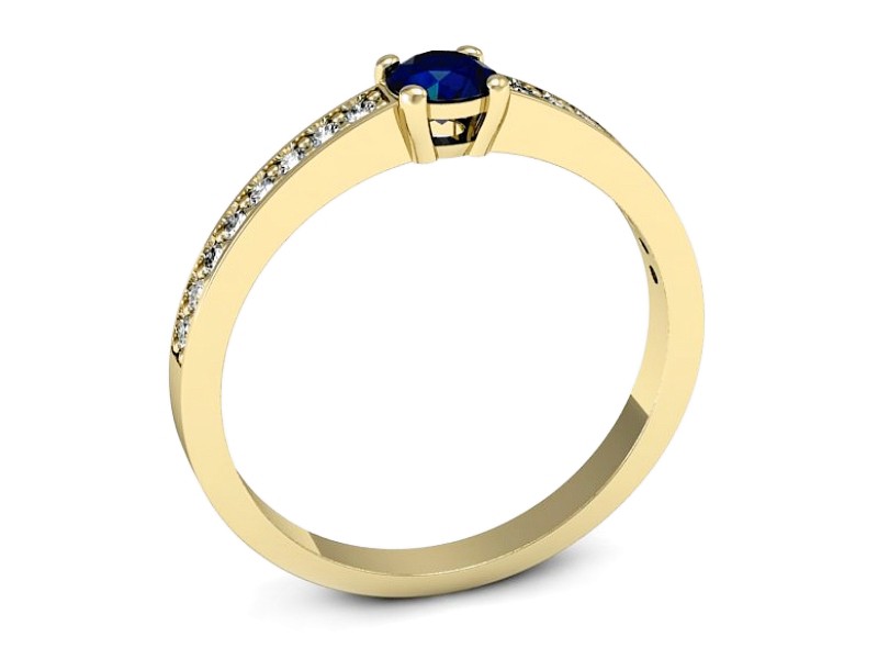 Złoty pierścionek z szafirem i brylantami - 574bzsz — zdjęcie 3