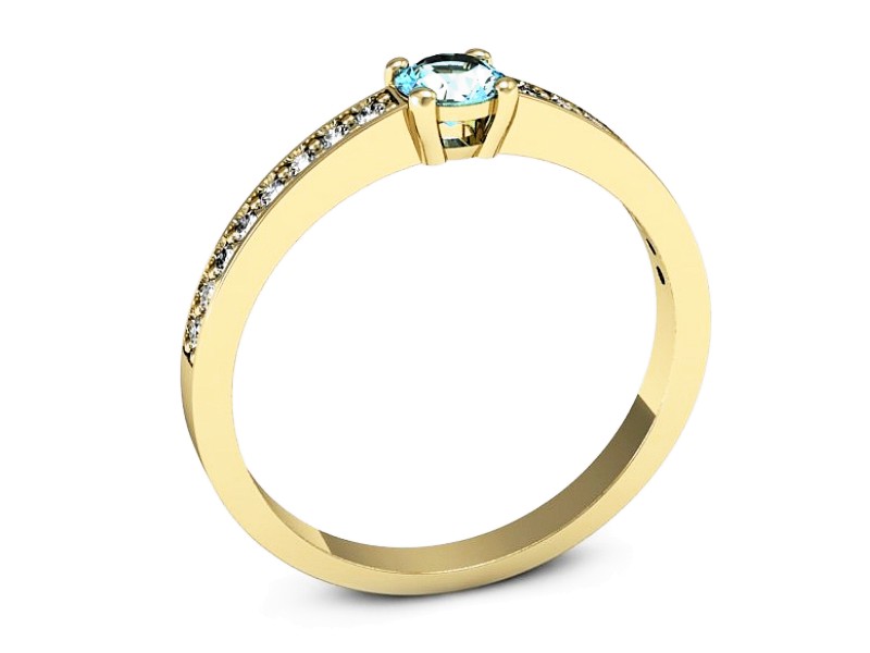 Złoty pierścionek z topazem i brylantami - 574bztp — zdjęcie 3