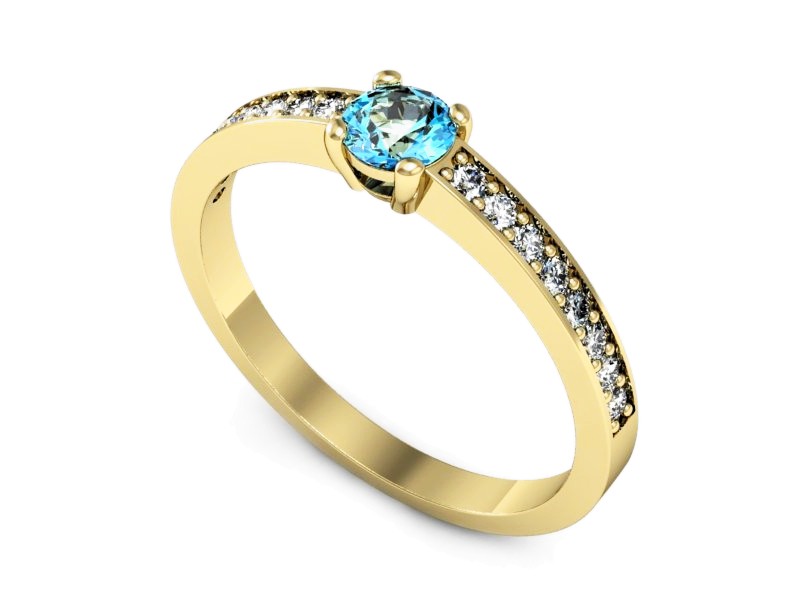 Złoty pierścionek z topazem i brylantami - 574bztp