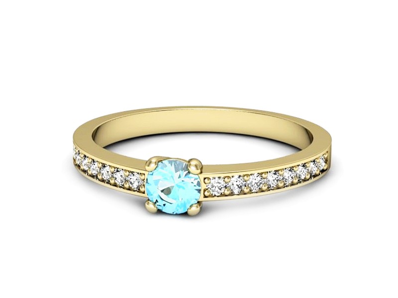 Złoty pierścionek z topazem i brylantami - 574bztp — zdjęcie 2